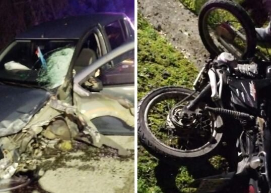 Acidente entre carro e motocicleta na BR-280 em Araquari