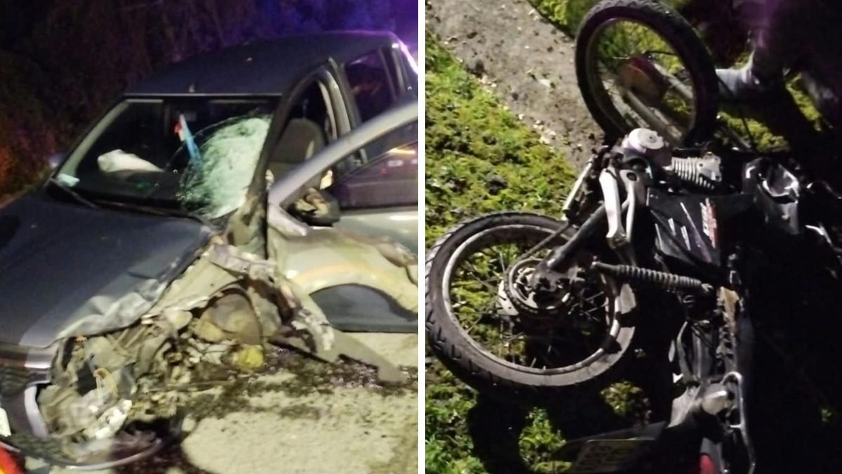 Acidente entre carro e motocicleta na BR-280 em Araquari