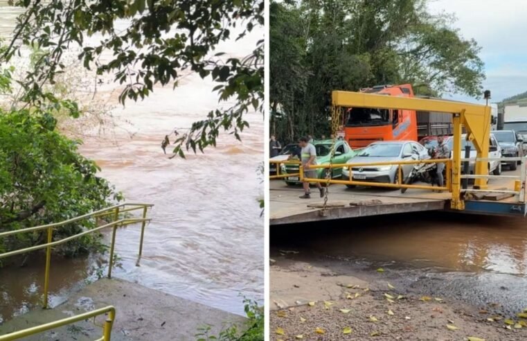 Rio Uruguai sobe mais de 8 metros e suspende travessia de balsas no Oeste